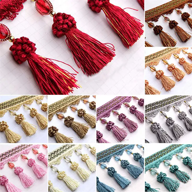 1M Pom Pom Curtain Tassel Fringe Trims Fabric DIY Ribbon Sewing Upholstery Decor 1M Pom Pom Curtain Tassel Fringe Trims Fabric DIY Ribbon Sewing Upholstery Decor