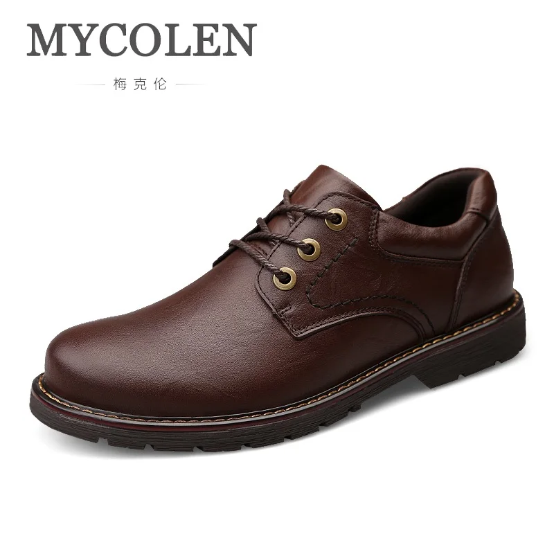 

MYCOLEN Casual Men Shoes Genuine Leather Shoes Men Leather Outdoor Walking Shoes Plus Size Lace-Up Man Footwear zapatos hombre