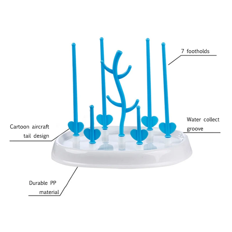 Сушилка для детских бутылочек милое дерево мультфильм самолет хвост форма Детская соска сушилка для сосков 7 ног вода сбор паз T0396