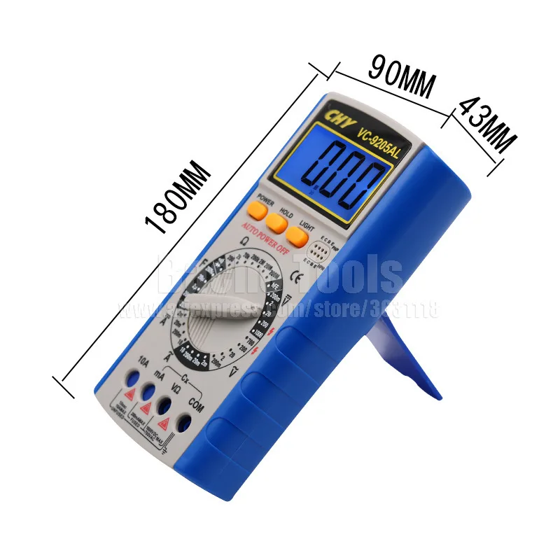 9205AL Цифровой мультиметр Высокоточный цифровой дисплей мультиметр механическая защита ремня подсветка, Удерживание данных