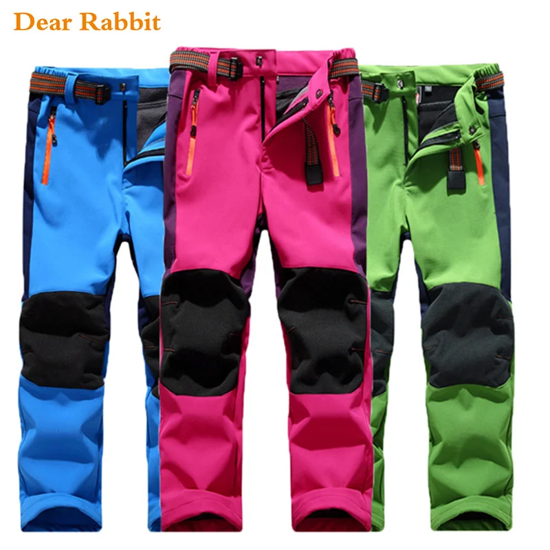 

2019 new windproof waterproof children outdoor kids pants boys girls soft shell pants warm teensclimbing pants sweatpants enfant