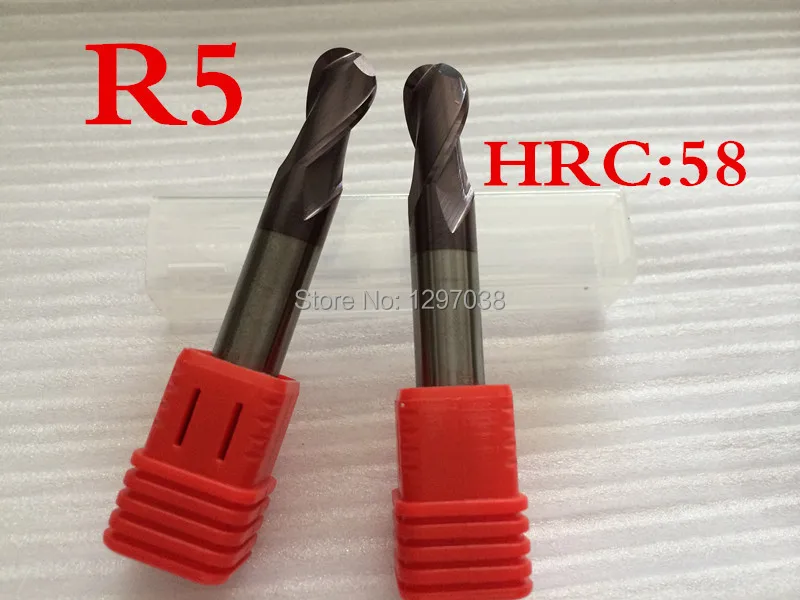 

Good quality 2pcs 2 Flutes cutting hardness hrc58 R5 carbide ball end mill cnc Milling tools Milling cutter