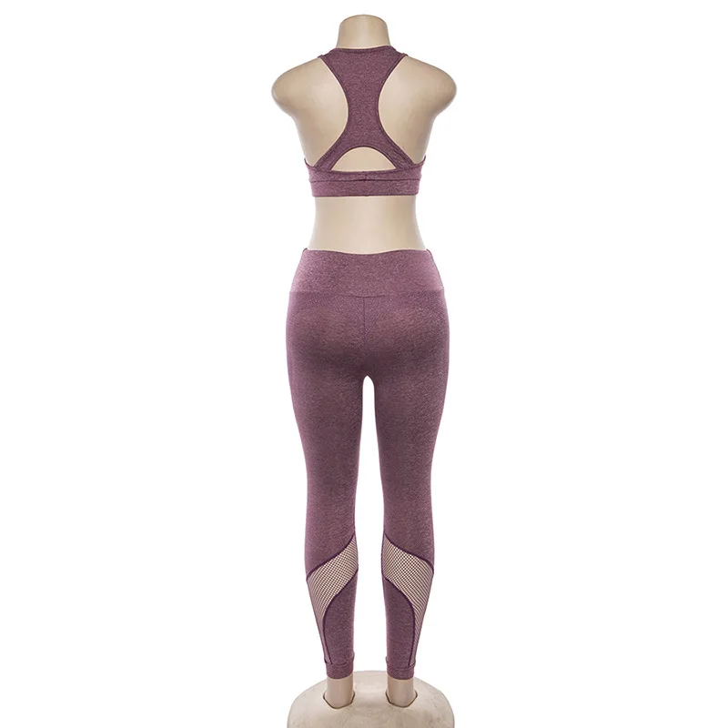 Shutterchic Hollow Sport Suit Fitness Women Yoga Set Two Pieces Crop Top High Waist Leggings Tracksuits Gym Clothing Sportswear