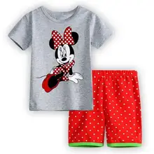 Комплекты пижам для маленьких девочек; Детская Повседневная Пижама с короткими рукавами и рисунком; боди; детская одежда для сна; комплект домашней одежды для мальчиков