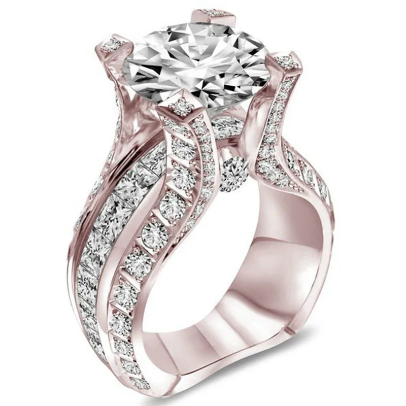 Роскошные Романтические свадебные кольца для женщин обручальное кольцо с кубическим цирконием вечерние ювелирные изделия подарок на день Святого Валентина бижутерия - Цвет основного камня: 246