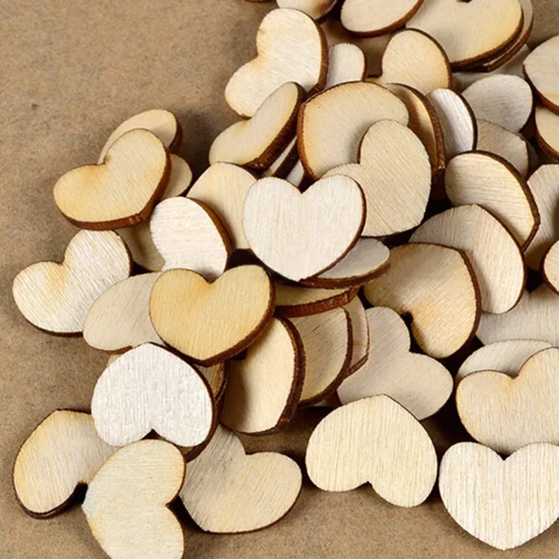 

100pcs/set Blank Unfinished Wooden Heart DIY Crafts Supplies Laser Cut Rustic Wood Wedding Favor Ornaments
