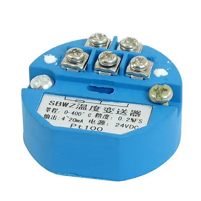 

PT100 Temperature Sensor Transmitter 0-400C Output 4-20mA 24VDC