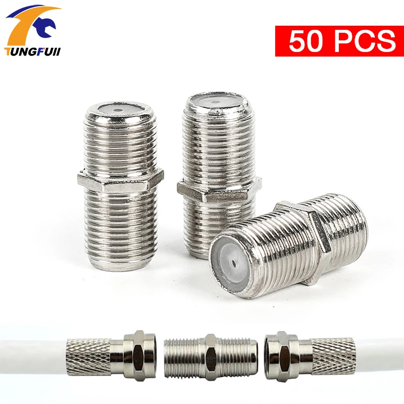 Новый и практичный разъем адаптера Tungfull 50 шт. F типа UHF гнездовой F/F RG6 коаксиальный