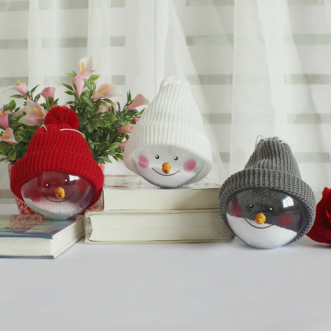 Bola de cristal bola de Navidad colgante adorno árbol de Navidad sonriente muñeco de nieve con sombrero decoración de jardín 15*8 cm Decoración Bola de cristal bola de Navidad colgante adorno árbol de Navidad sonriente muñeco de nieve con sombrero decoración de jardín 15*8 cm Decoración