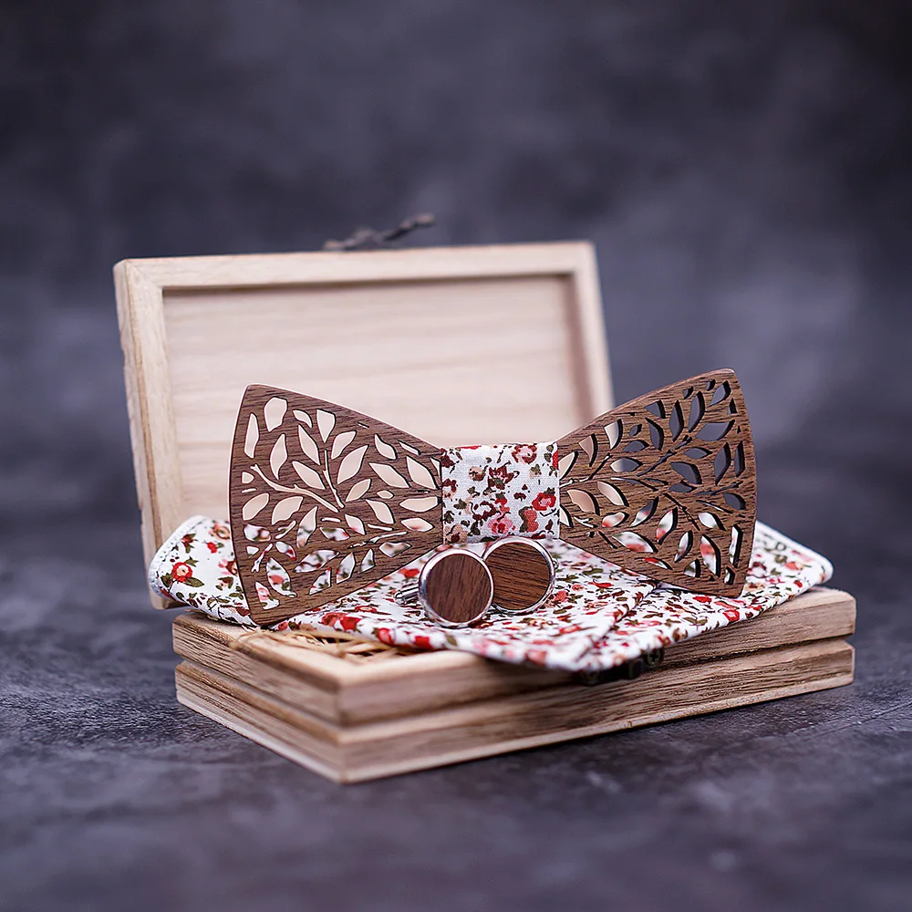 2019 Новый сделанный вручную из массива дерева высокого качества Зебра деревянный галстук Европейская и американская мода запонки набор
