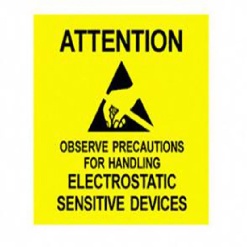 Yellow Anti static label stickers electrostatic sticker static
