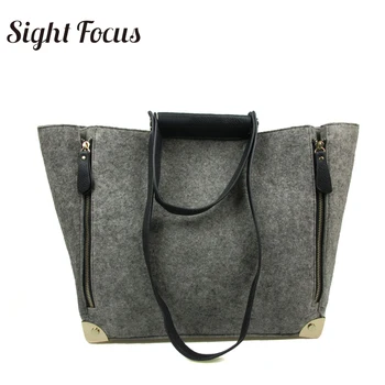 

Sight Focus Large Felt Shoulder bags Handbag vilten tas grey tote bag large minimalistic felt bag carry all vegan elegant bags