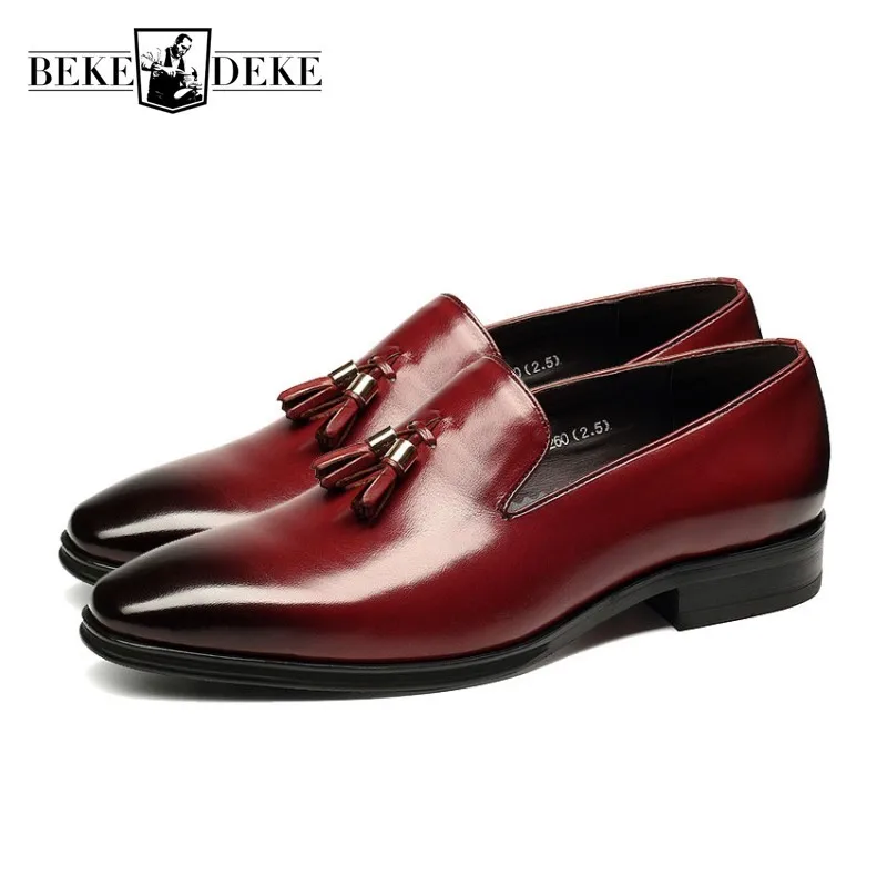 2019 Vestido Couro Casamento Marca Calçados black Dos Topo Sapatas Masculinos De Homem Homens Preto Moda Genuíno Italiano Brown Formal Negócios Novo Borla Sapatos E8OTxEYwq