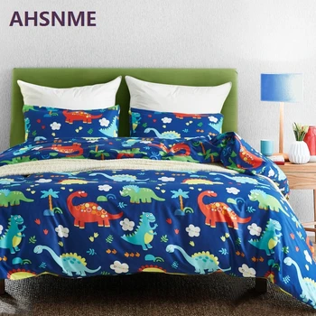 

AHSNME Very Comfortable Fabric Home Textiles Jurassic World Design Cover with Cartoon Dinosaur American Size Quilt Cover