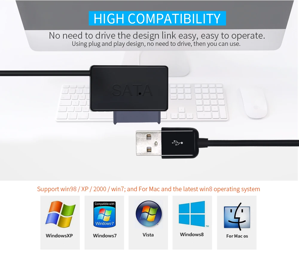 Для ноутбука ODD CD-ROM DVD-ROM для 2-го HDD Caddy Drive адаптер поколения lll USB 2,0 до 7+ 6 13Pin Slimline SATA кабель со светодиодный