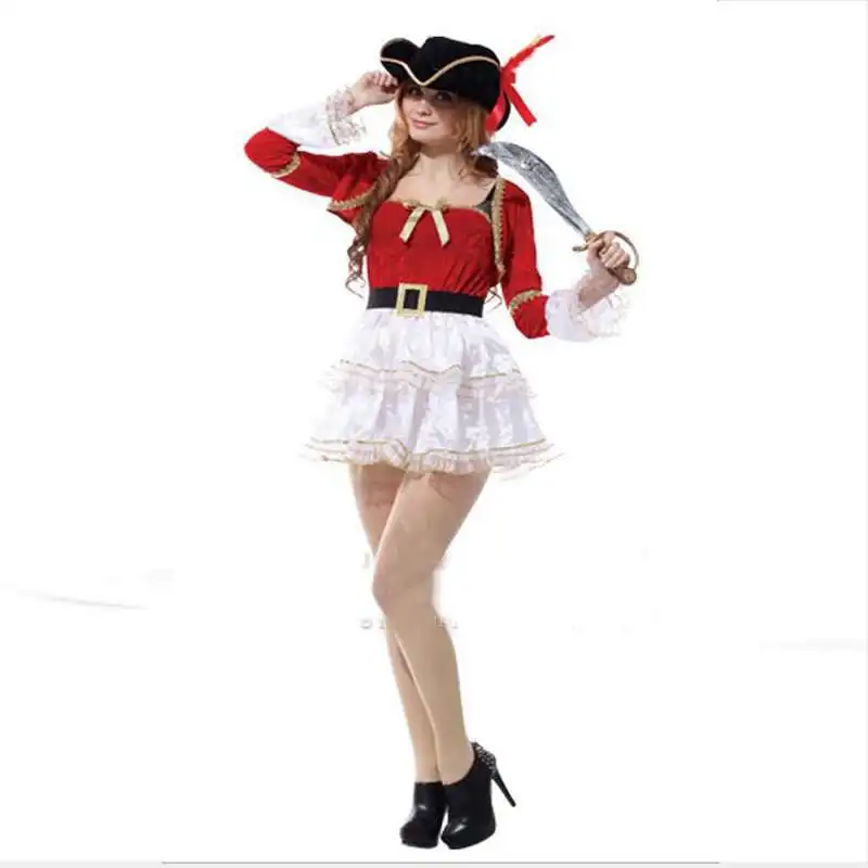 Производительность Хэллоуин костюмы костюм женский Джаз Pirate Captain Костюмы для косплея