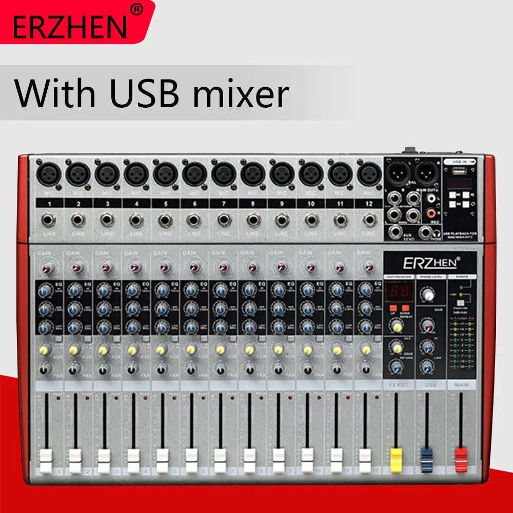 

Audio Mixer Console W6000T12 Professional Mixer Audio Amplifier Sound Processor 12 Channel