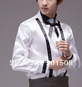 

Free shipping rhinestone bowtie scuffs decoration mens tuxedo shirts party/event shirts
