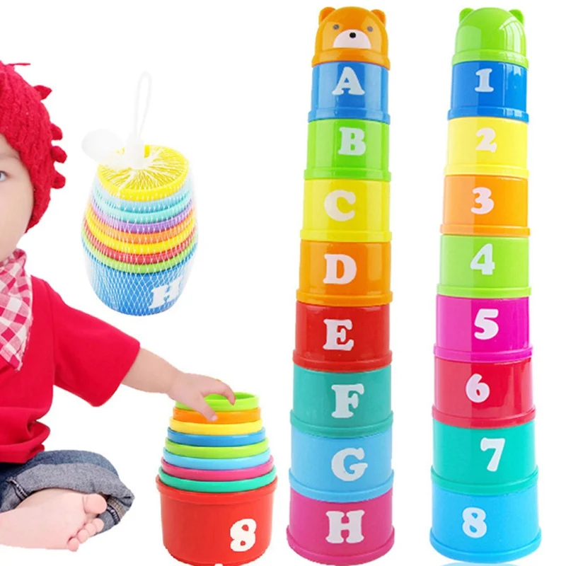 

Cup Tower Puzzle Stack Little Bear Stacked Letters Building Cups Educational Baby Toys Children Early Intelligence
