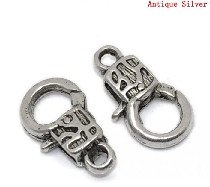 DoreenBeads Lobster Clasps Silver Color Pattern Carved 18x9mm,20PCs