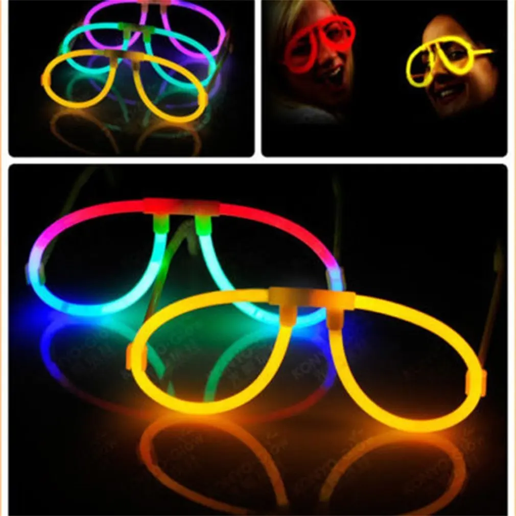 

10pcs Fluorescence Glasses Luminous Glow Sticks Lighting For Props Wedding Birthday Party Concerts Favors With Frame Novelty Toy