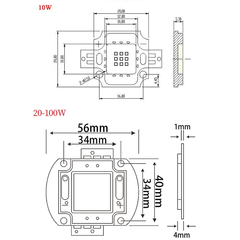 УФ светодиодный интегральных микросхем 365nm 370Nm 395Nm 400Nm высокое Мощность удара ультрафиолетовых лучей для денег 10/20/30/50/100 Вт Сушилка для ногтей