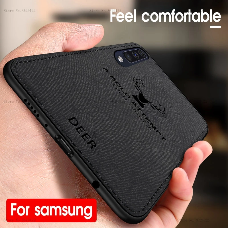 

For Samsung Galaxy A50 Case Cloth Hard Back Cover Soft Frame Fabric Fundas For Samsung Galaxy A50 A30 A70 M10 M20 M30 Phone Case