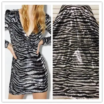 

french net lace fabric fashion silver black African lace embroidery fabric with sequins Sewing Evening Dress Material