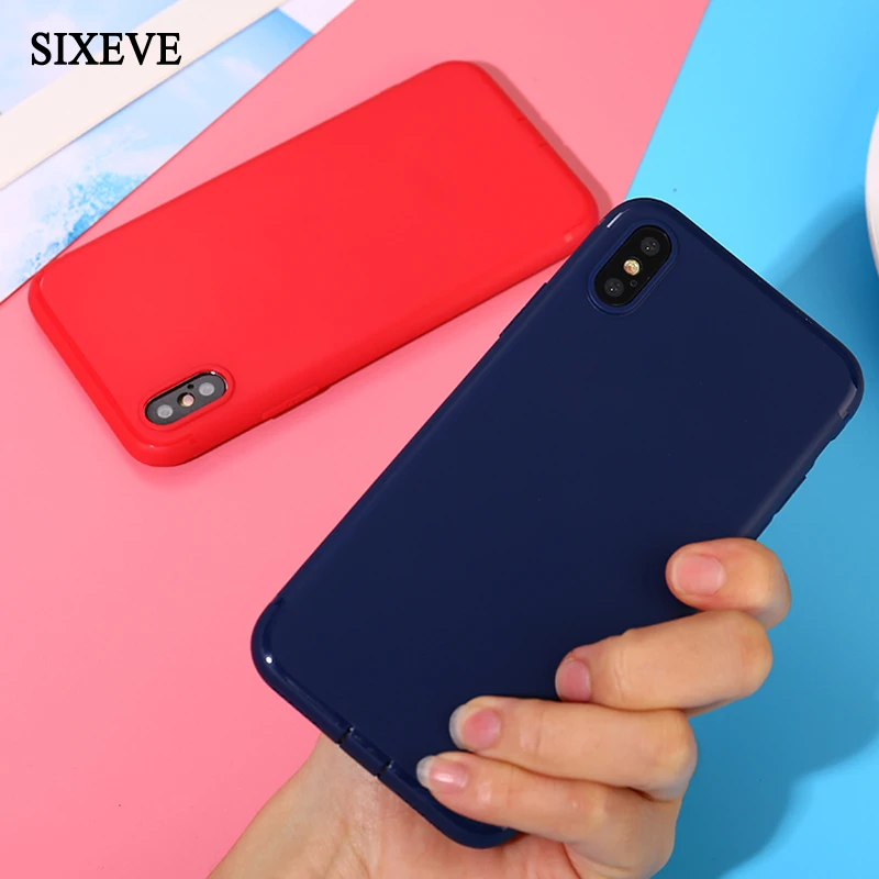 

SIXEVE Silicone Matte Phone Case For X 8 7 6 6S Plus 10 5 S 5S SE 7Plus Ultra-thin Anti-fingerprint Shockproof Back Cover Shell