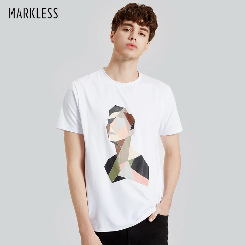 Markless Белый С Коротким рукавом Футболки Мужские Майка Самме Новая Мода Хлопок Тис