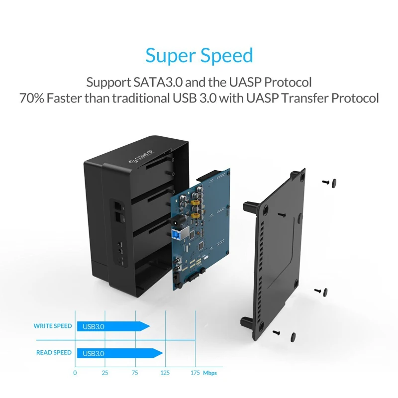 Док-станция ORICO 3-Bay USB 3,0 HDD для 2,5 3,5 дюймового жесткого диска SATA Поддержка HDD Clone с адаптером питания 12V5A Поддержка 18 ТБ