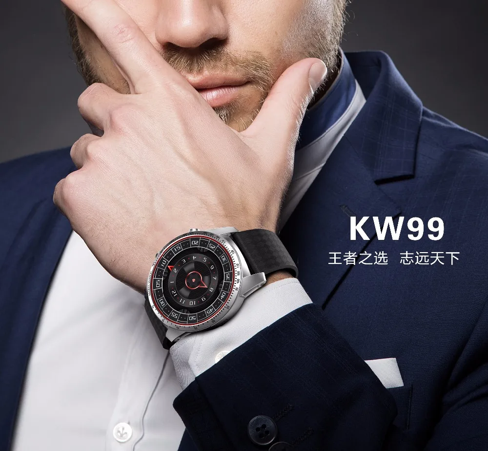 Смарт-часы Beseneur KW99, мужские наручные часы на Android 5,1, MTK6580, 512 МБ+ 8 Гб, поддержка sim-карты, gps, Wi-Fi, Смарт-часы для Android IOS