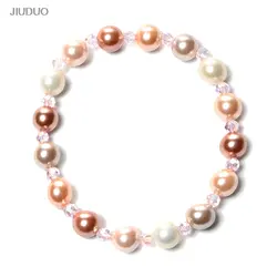 JIUDUO Шарм природный жемчуг браслет для женщин девочек эластичный для свадьбы многоцветный украшения из жемчуга, дизайн Прямая продажа с
