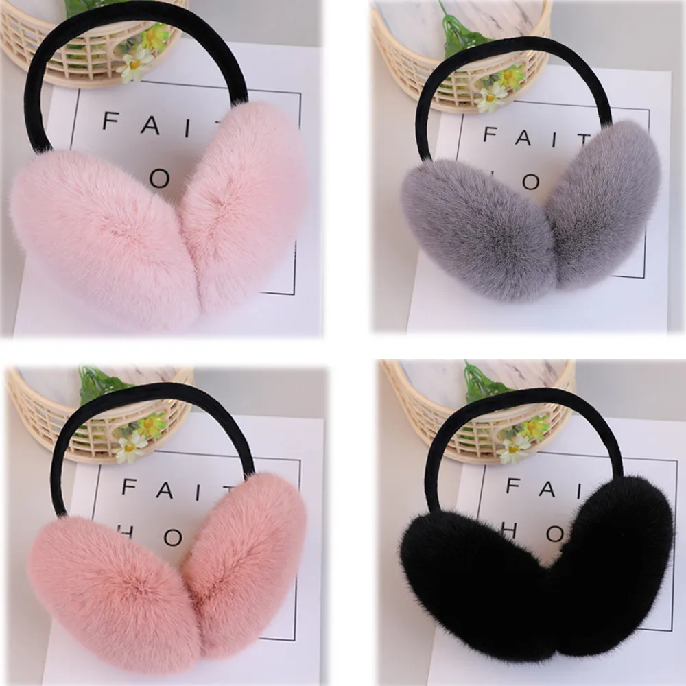 Ladies Girls Earmuffs Adjustable Furry Ear Muffs Comfy Soft Snow