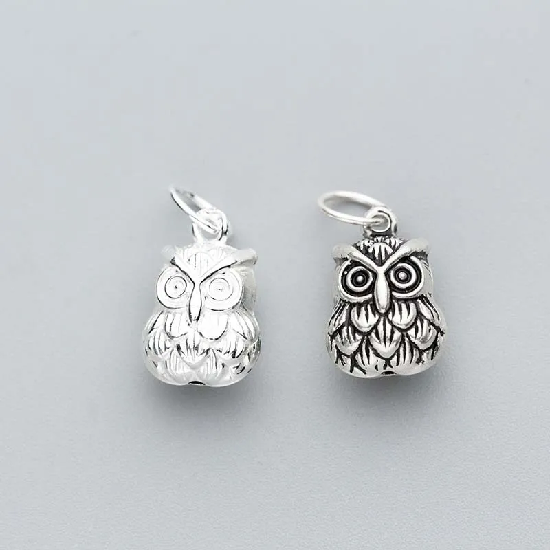 

100% 925 Sterling Silver Vintage Cartoon Owl Charms For Women Men Jewelry Making DIY Craft Bracelets&Necklace Jewelry Materials