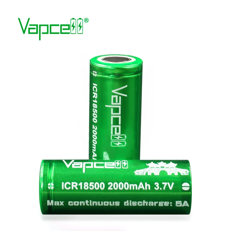 2 шт. VAPCELL ICR18500 2000 мАч 18500 5A ICR 18500 3,7 в перезаряжаемые батарея непрерывного 5A электронный дым E-CIG vs keeppower