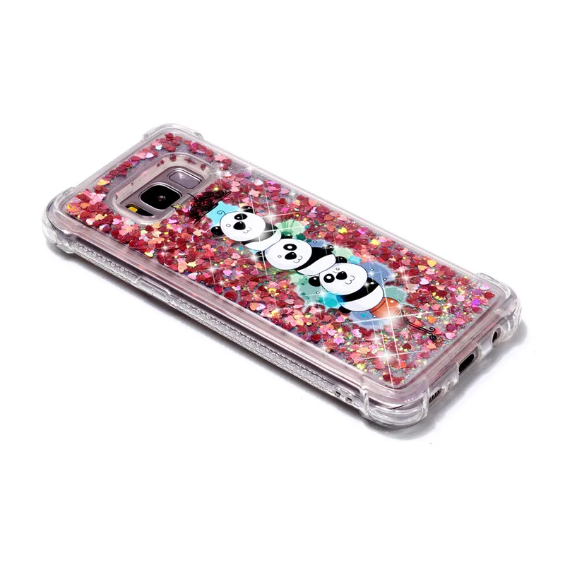 Liquid Case for Samsung Galaxy A6 A8 Plus 2018 S8 S9 Plus S6 S7 Edge Note8 Note9 S5 S6edge Glitter Love Silicone PC Full Cover (14)
