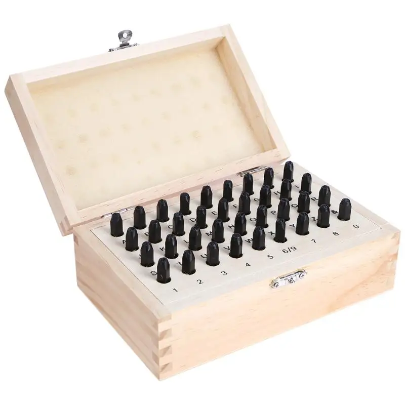 36pcs box Stainless Steel Letter Number Punch Set Leather Wood Craft 