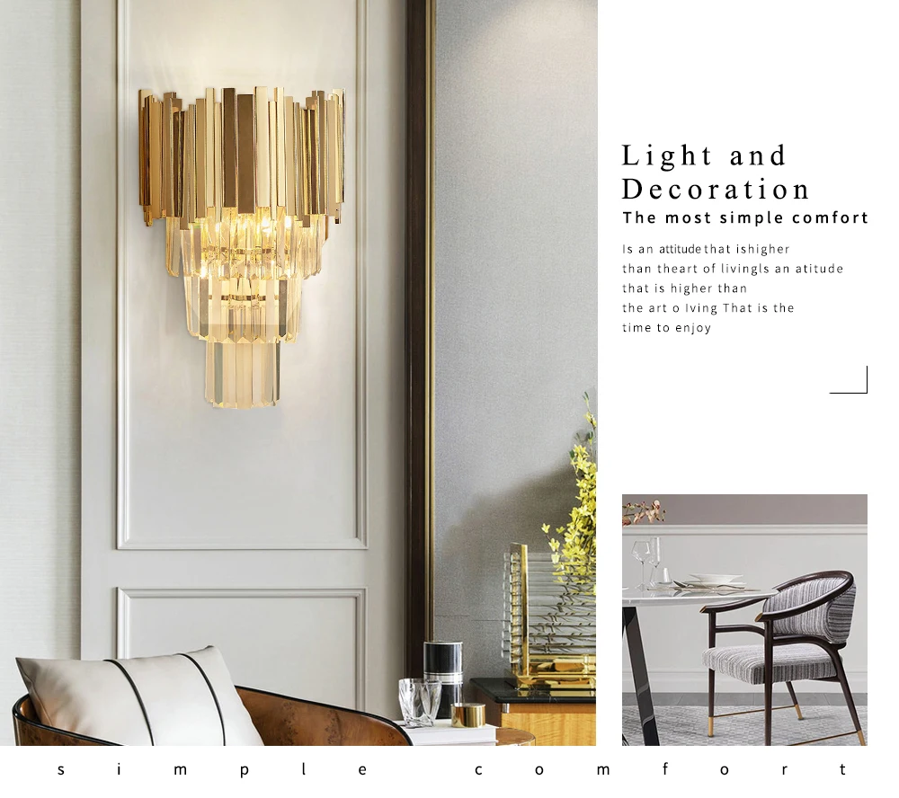 Современный настенный светильник, роскошный золотой кристалл, настенный светильник в гостиной, прикроватный светильник для отеля