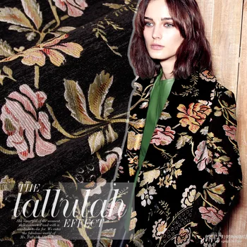 

Heavy black velvet brocade jacquard fabric yarn-dyed jacquard fabric apparel fashion polyester fabric wholesale polyester cloth