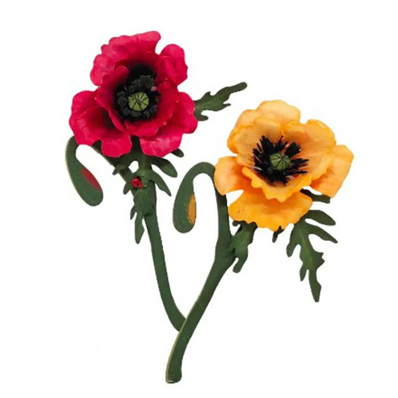 Poppy flower Metal Cutting Dies Stencil for DIY Scrapbooking Photo Album Embossing Paper Cards
