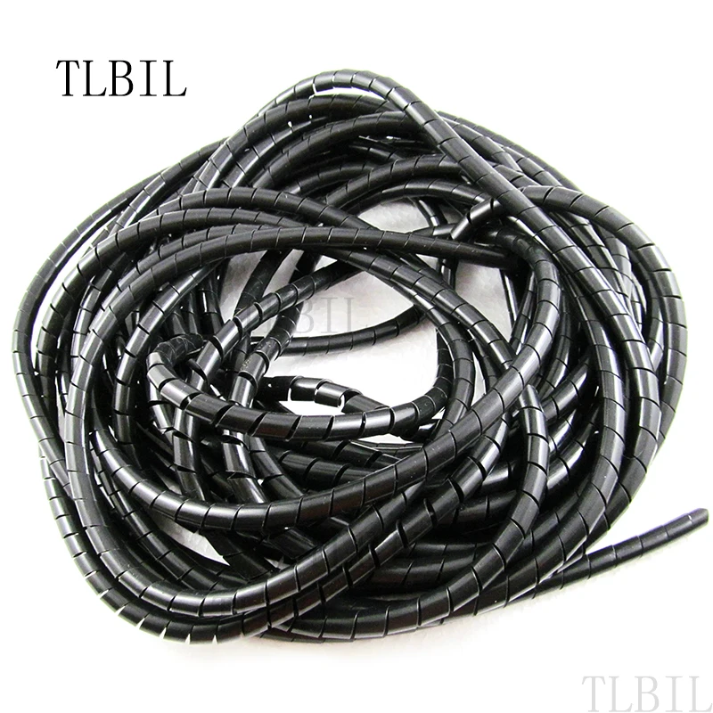 4mm 70.5FT 21.5M Spiral Cable Wire Wrap Tube Computer Manage Cord Black 