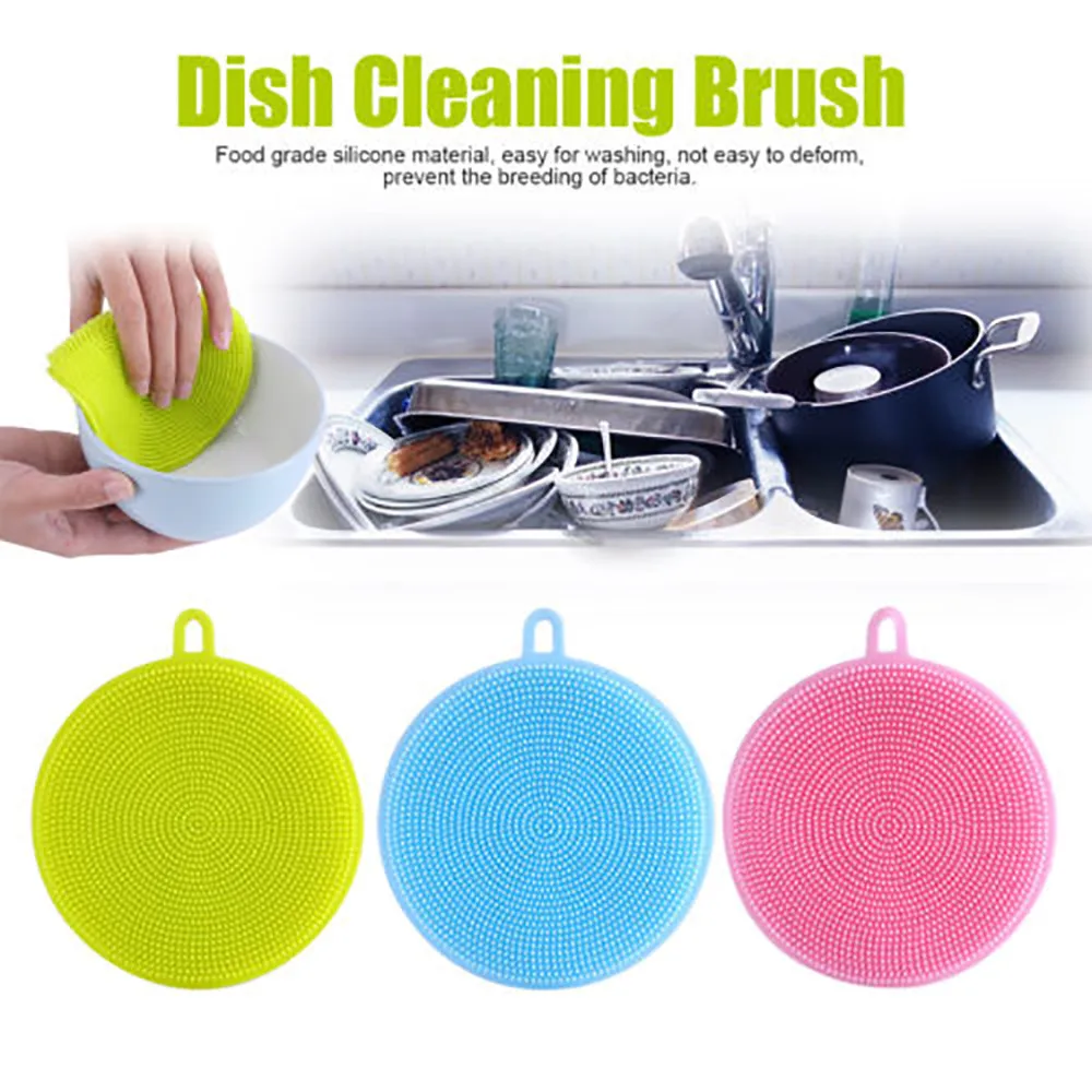 

Silicone Dish Washing Sponge Scrubber Kitchen Cleaning antibacterial Tool