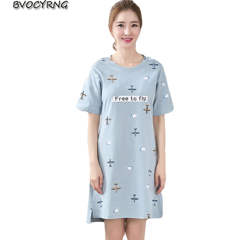 2018 High Quality Pure Cotton Nightgowns Women Summer Dress Sleepwear