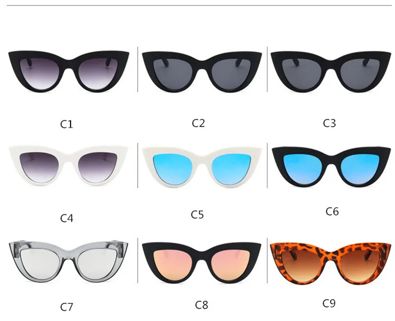 Для женщин солнцезащитные очки «кошачий глаз» в стиле ретро тонированные Цвет стекла, солнцезащитные очки, Брендовая Дизайнерская обувь Винтаж в форме вогнуто-Выпуклое стекло, de sol UV400