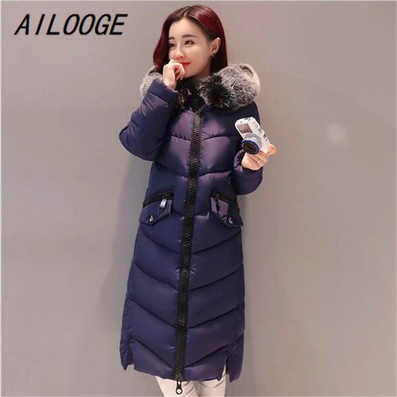 AILOOGE Autumn Winter Fahion Women's Down Jacket Hooded