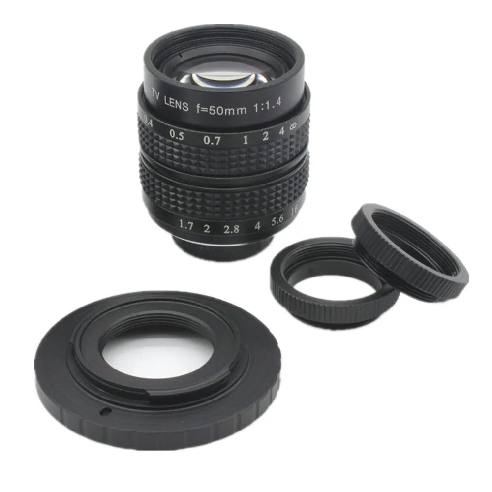 Объектив 50 мм F1.4 CCTV TV + Крепление C макрокольцо для беззеркальной камеры Canon EOS M M2 M3