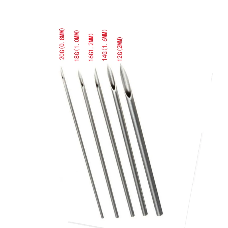 10pcs 12g/14g/16g/18g/20 Disposable Sterile Body Piercing Needles Medical Tattoo Piercing Needles For Navel Nipple Ear Nose Lip