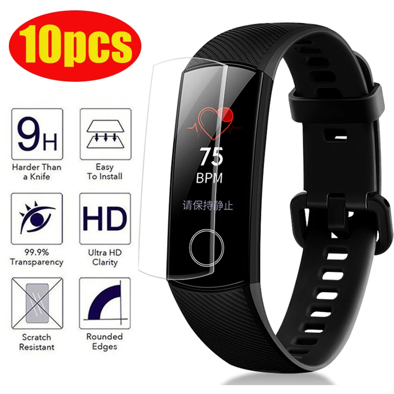 

10pcs/Pack Honor band 4 Screen Protector film Anti Scratch 9D Soft HD Clear For Huawei Honor Band 4 Smart Bracelet Wristband