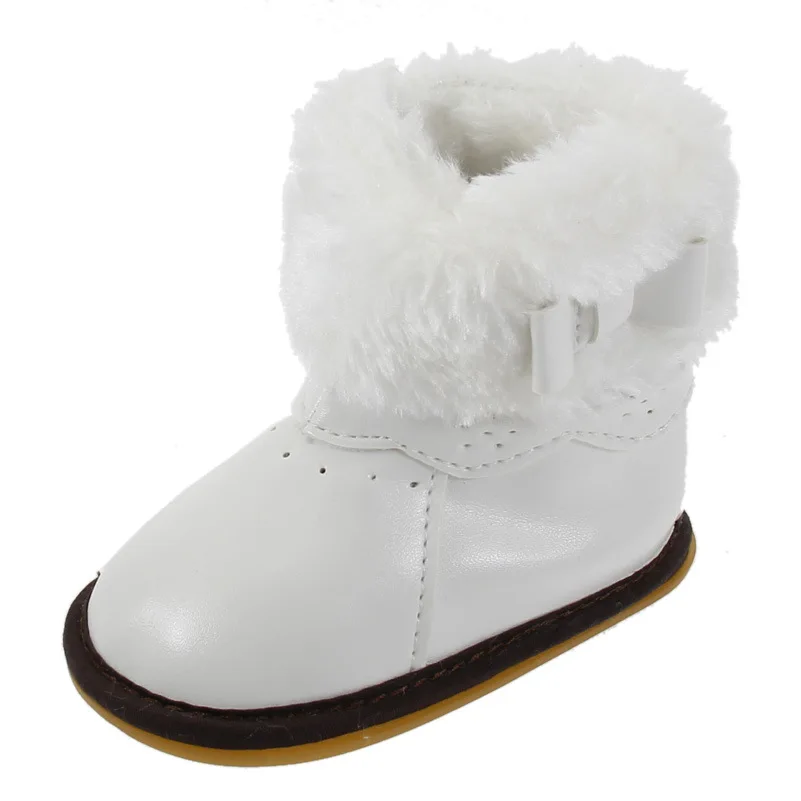 Новые детские зимние ботинки; детские ботинки; теплые зимние ботинки; нескользящая обувь для малышей - Цвет: Белый